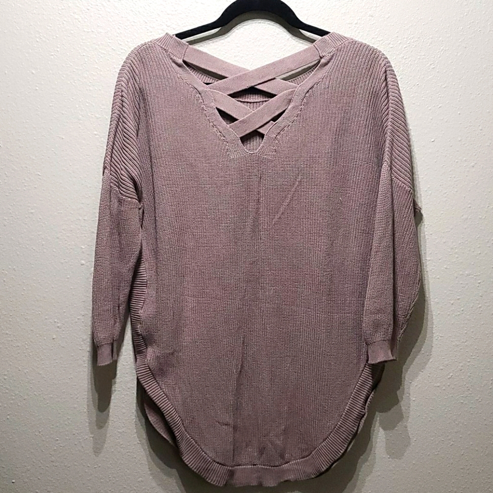 Express Cross Back 3/4 Length Sleeve Sweater